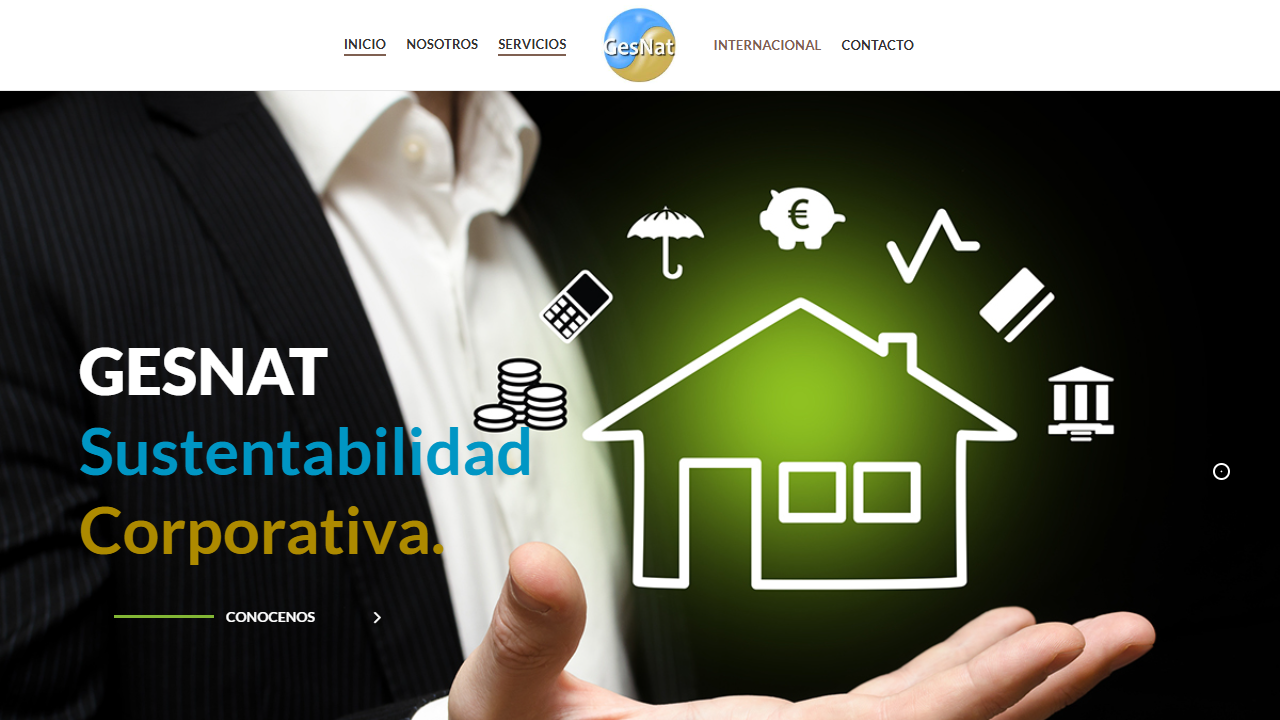 Captura de pantalla del sitio web de GESNAT, consultora de sustentabilidad corporativa